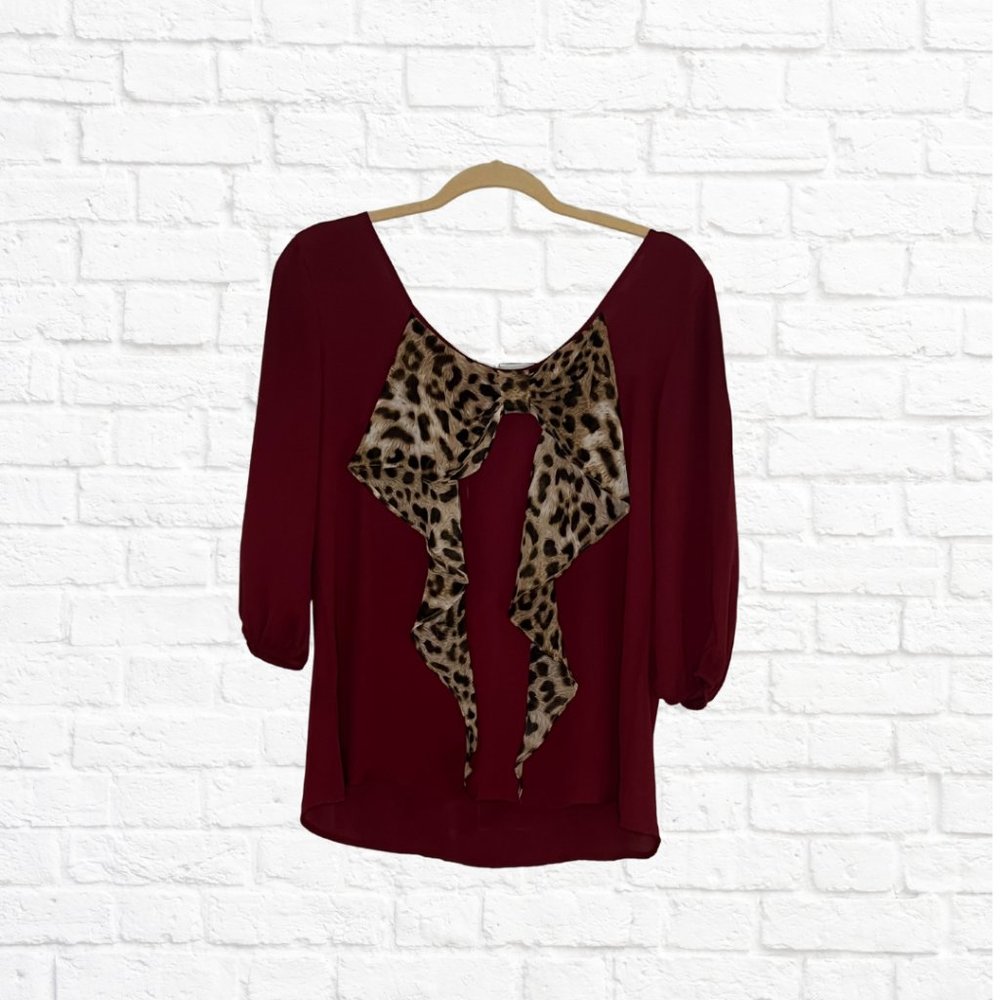 Marron top with cheetah detail